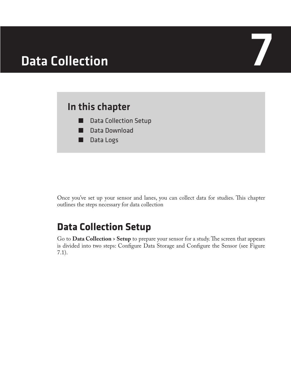 Chapter 7 - data collection, Data collection | Wavetronix SmartSensor 105 (SS-105) - User Guide User Manual | Page 74 / 99