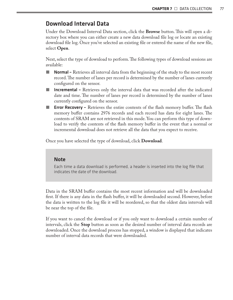 Download interval data | Wavetronix SmartSensor 105 (SS-105) - User Guide User Manual | Page 78 / 99