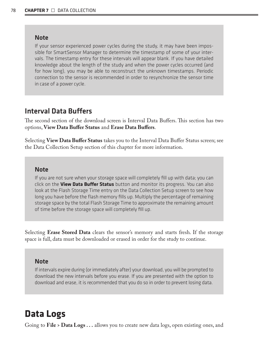 Data logs, Interval data buffers | Wavetronix SmartSensor 105 (SS-105) - User Guide User Manual | Page 79 / 99