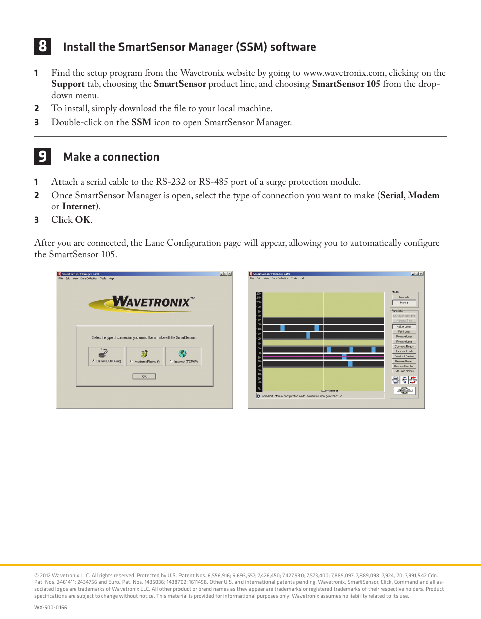 Install the smartsensor manager (ssm) software, Make a connection | Wavetronix SmartSensor 105 (SS-105) - Quick-reference Guide (Installer) User Manual | Page 4 / 4