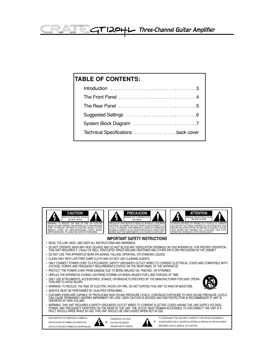 Crate Amplifiers GT120HL User Manual | Page 2 / 8