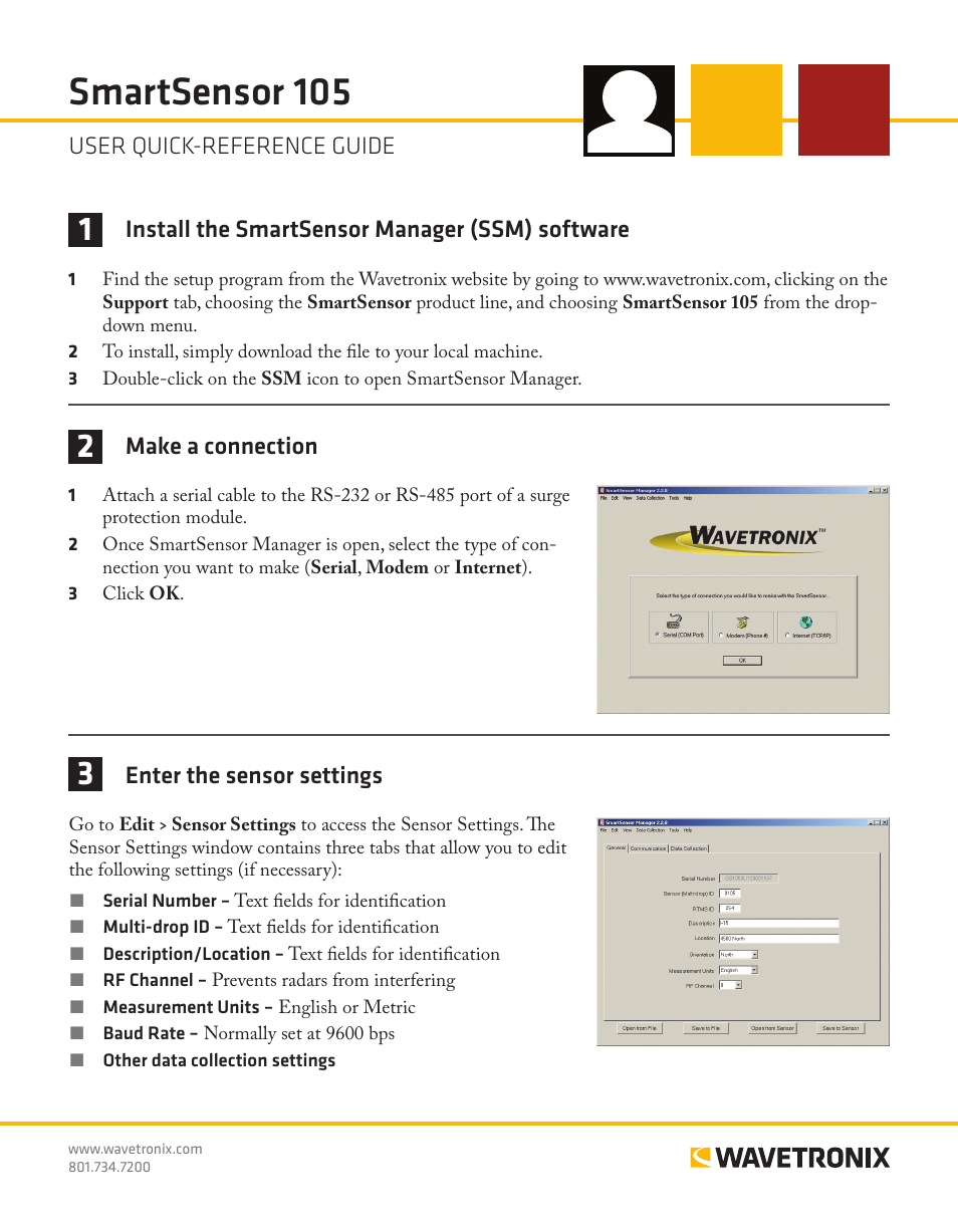 Wavetronix SmartSensor 105 (SS-105) - Quick-reference Guide (User) User Manual | 4 pages