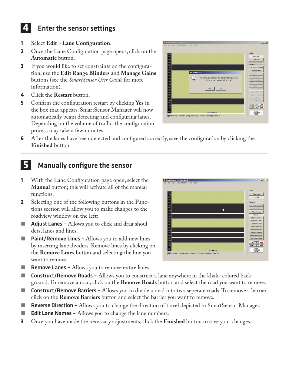 Enter the sensor settings, Manually configure the sensor | Wavetronix SmartSensor 105 (SS-105) - Quick-reference Guide (User) User Manual | Page 2 / 4