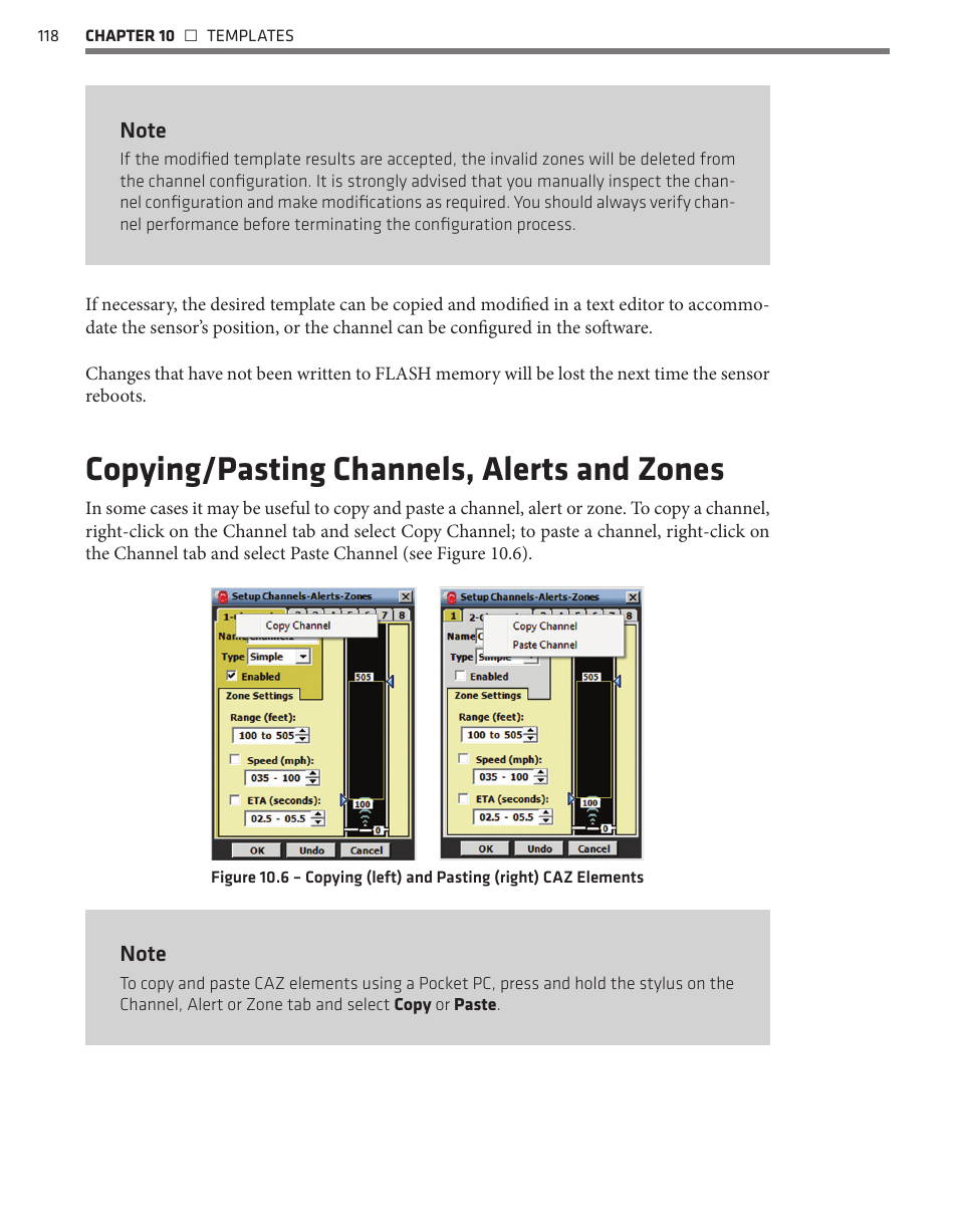 Copying/pasting channels, alerts and zones | Wavetronix SmartSensor Advance Extended Range (SS-200E) - User Guide User Manual | Page 119 / 148