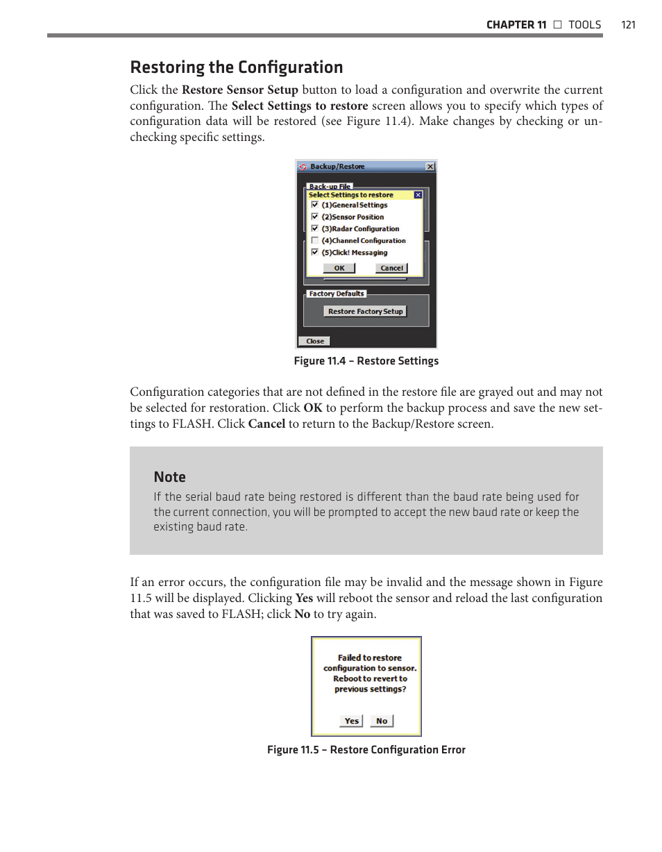 Restoring the configuration | Wavetronix SmartSensor Advance Extended Range (SS-200E) - User Guide User Manual | Page 122 / 148