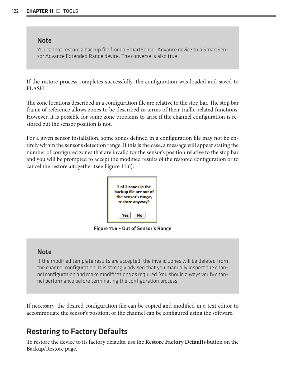 Restoring to factory defaults | Wavetronix SmartSensor Advance Extended Range (SS-200E) - User Guide User Manual | Page 123 / 148