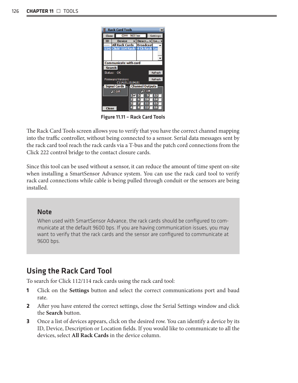 Using the rack card tool | Wavetronix SmartSensor Advance Extended Range (SS-200E) - User Guide User Manual | Page 127 / 148