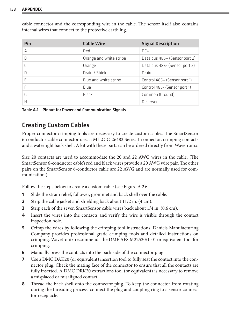 Creating custom cables | Wavetronix SmartSensor Advance Extended Range (SS-200E) - User Guide User Manual | Page 139 / 148