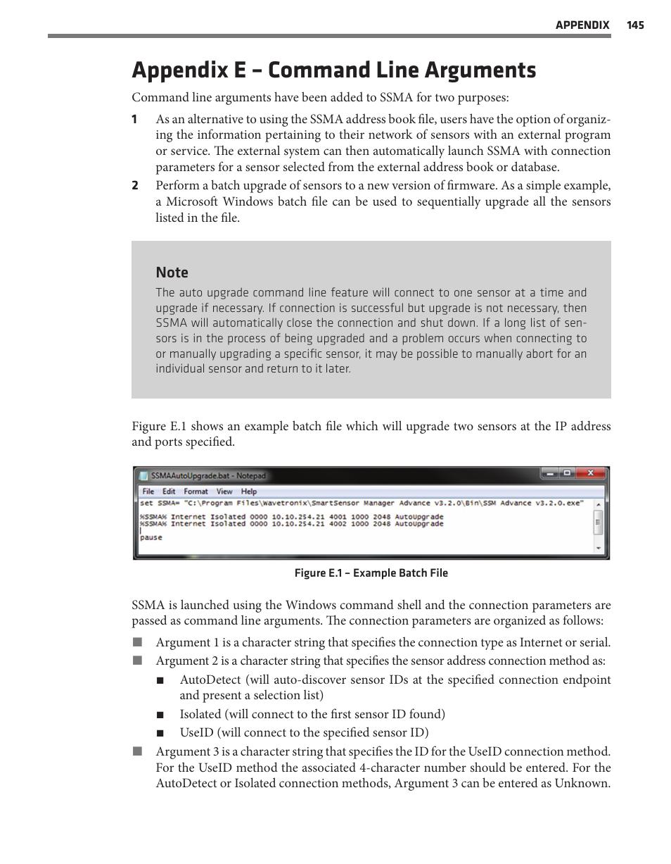 Appendix e – command line arguments | Wavetronix SmartSensor Advance Extended Range (SS-200E) - User Guide User Manual | Page 146 / 148