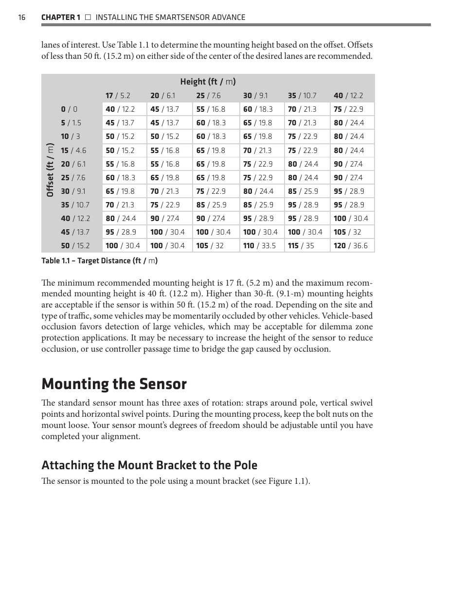 Mounting the sensor, Attaching the mount bracket to the pole | Wavetronix SmartSensor Advance Extended Range (SS-200E) - User Guide User Manual | Page 17 / 148