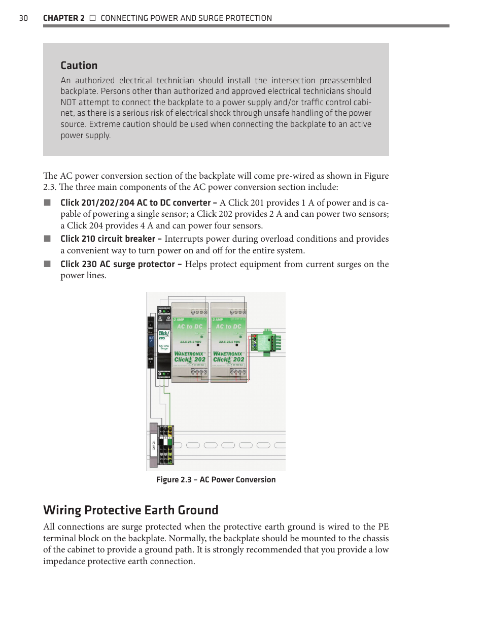 Wiring protective earth ground, Caution | Wavetronix SmartSensor Advance Extended Range (SS-200E) - User Guide User Manual | Page 31 / 148
