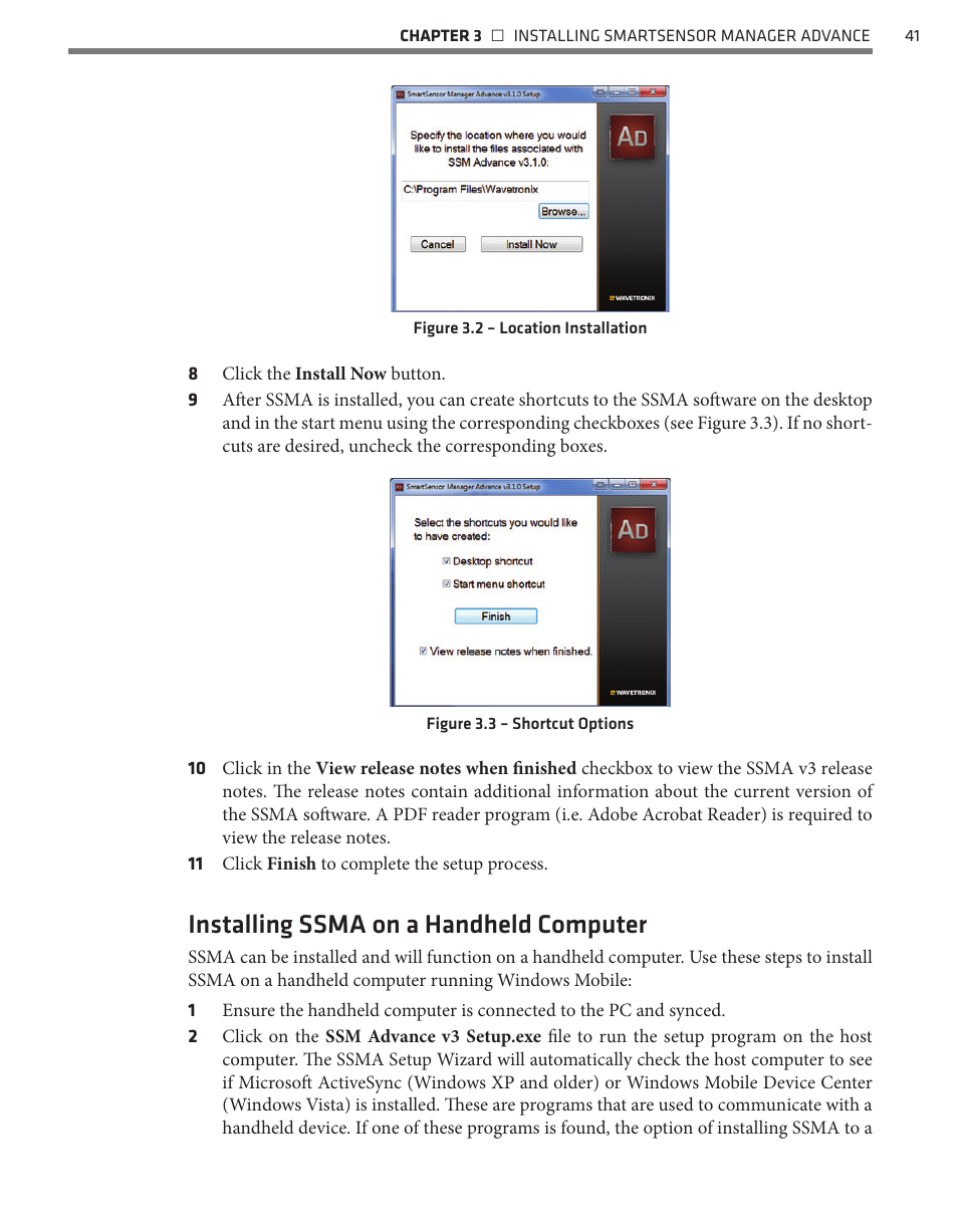 Installing ssma on a handheld computer | Wavetronix SmartSensor Advance Extended Range (SS-200E) - User Guide User Manual | Page 42 / 148