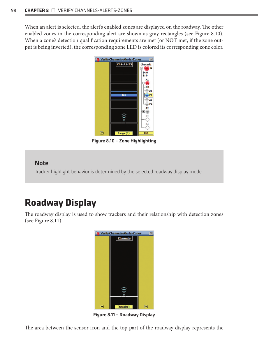 Roadway display | Wavetronix SmartSensor Advance Extended Range (SS-200E) - User Guide User Manual | Page 99 / 148