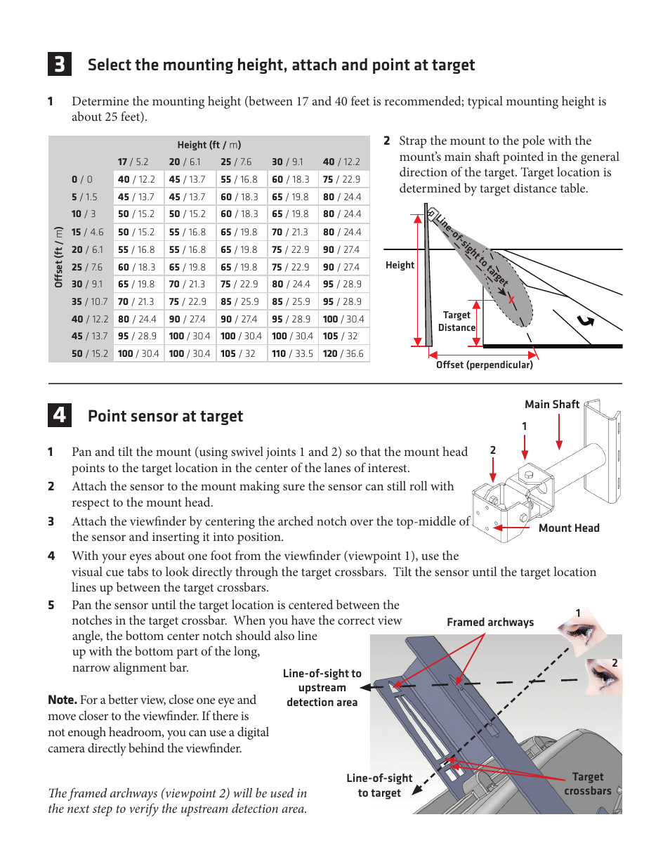 Point sensor at target | Wavetronix SmartSensor Advance Extended Range (SS-200E) - Quick-reference Guide (Installer) User Manual | Page 2 / 4