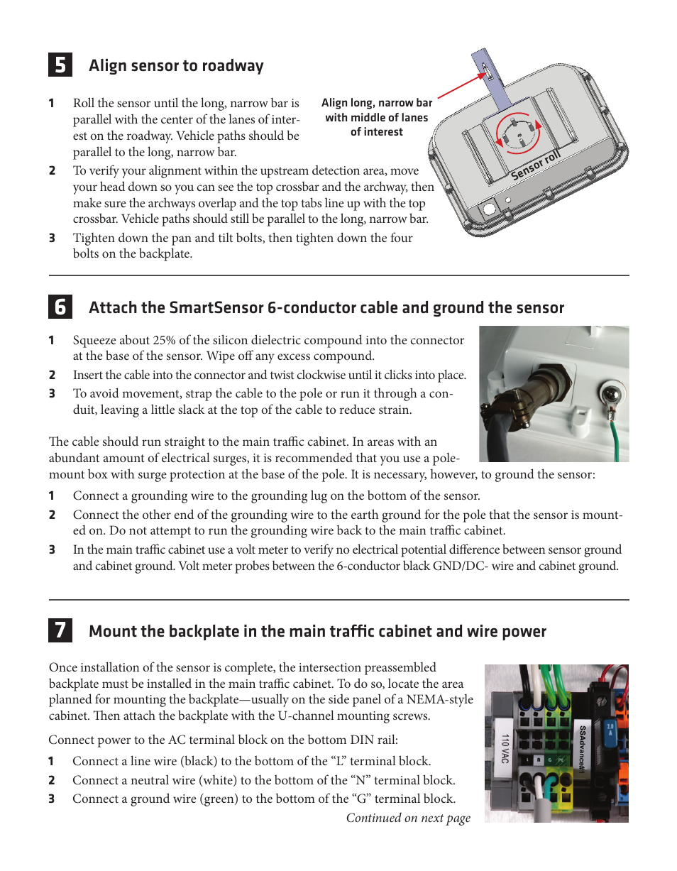 Align sensor to roadway | Wavetronix SmartSensor Advance Extended Range (SS-200E) - Quick-reference Guide (Installer) User Manual | Page 3 / 4