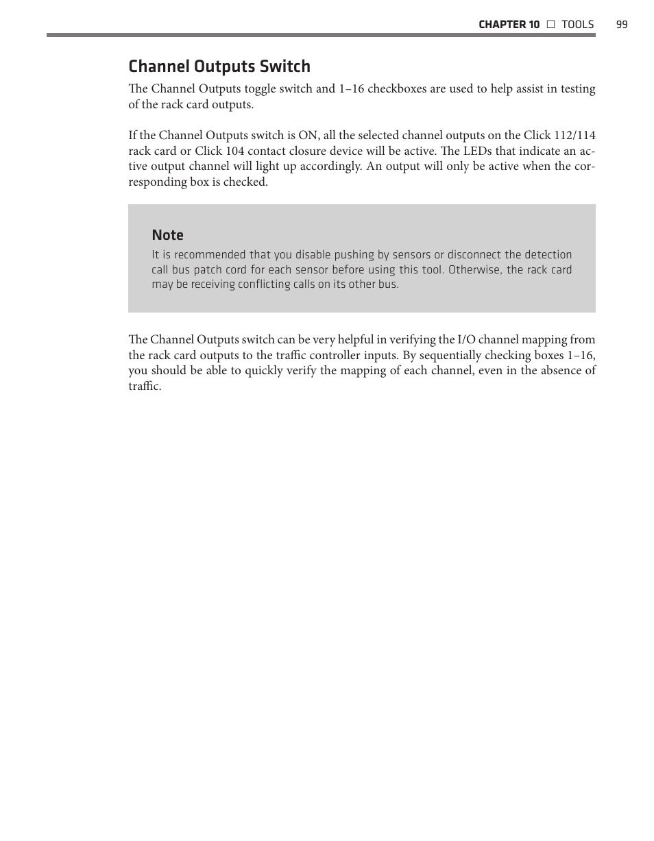 Channel outputs switch | Wavetronix SmartSensor Matrix (SS-225) - User Guide User Manual | Page 100 / 117