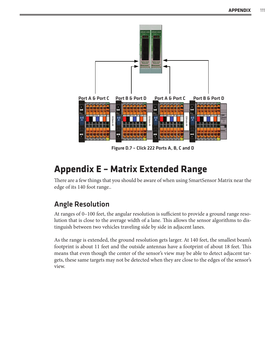 Appendix e – matrix extended range, Angle resolution, Appendix 111 | Wavetronix SmartSensor Matrix (SS-225) - User Guide User Manual | Page 112 / 117