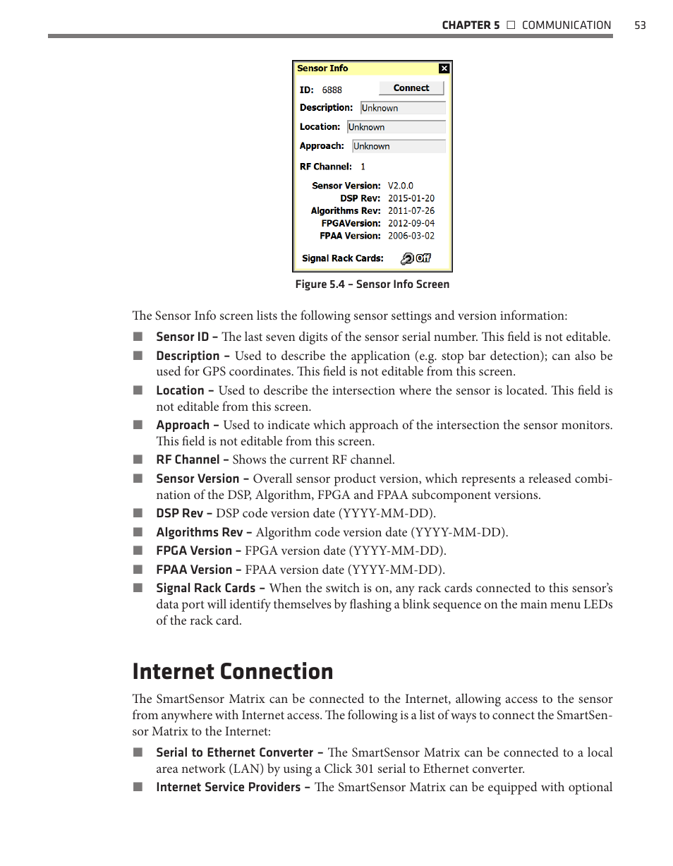 Internet connection | Wavetronix SmartSensor Matrix (SS-225) - User Guide User Manual | Page 54 / 117