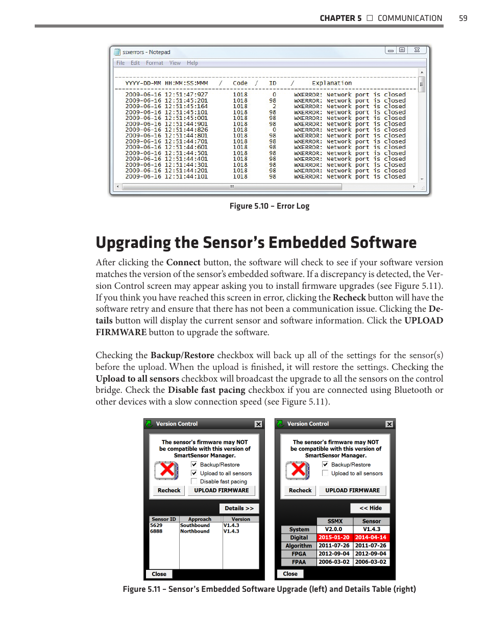 Upgrading the sensor’s embedded software | Wavetronix SmartSensor Matrix (SS-225) - User Guide User Manual | Page 60 / 117