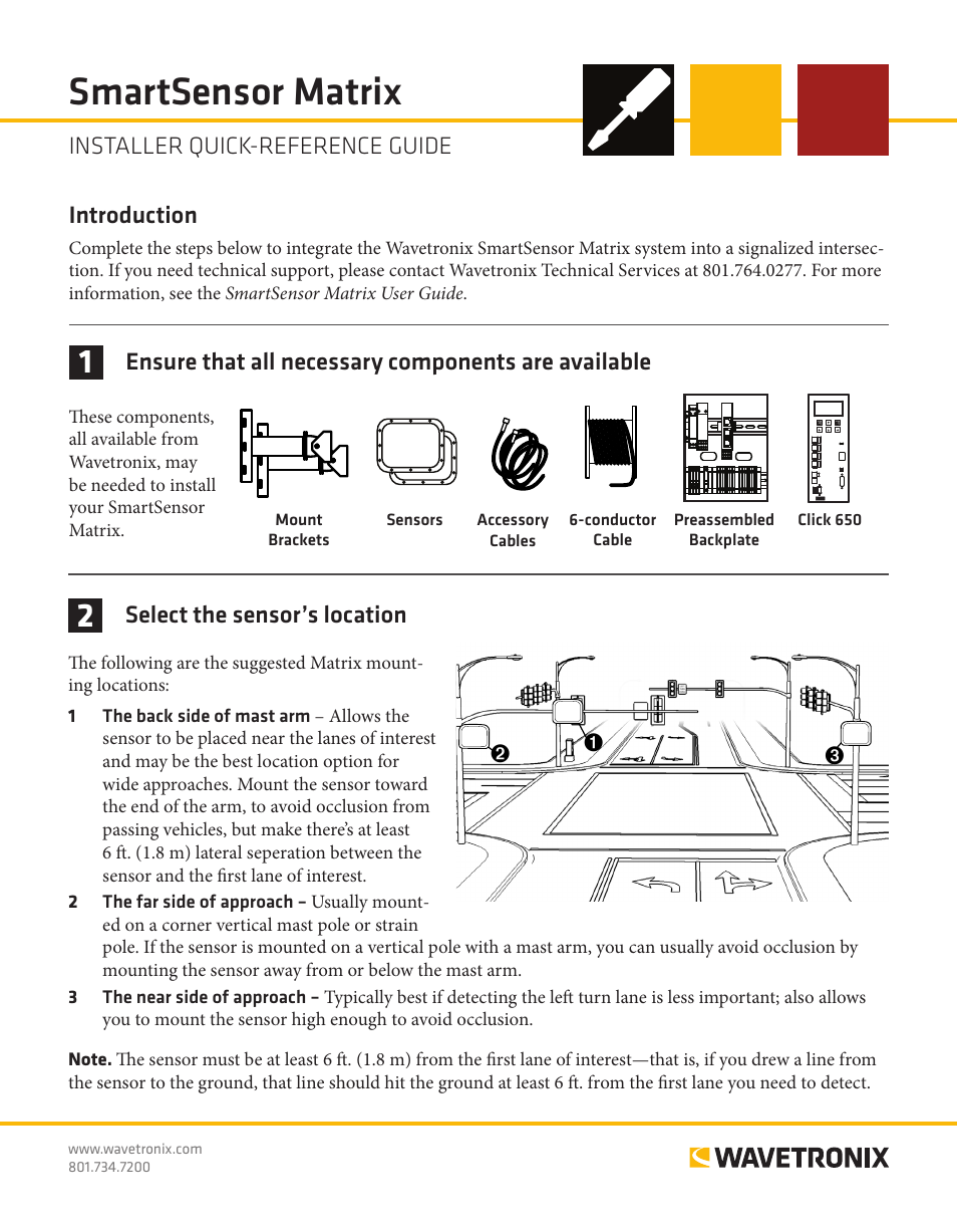 Wavetronix SmartSensor Matrix (SS-225) - Quick-reference Guide (Installer) User Manual | 4 pages