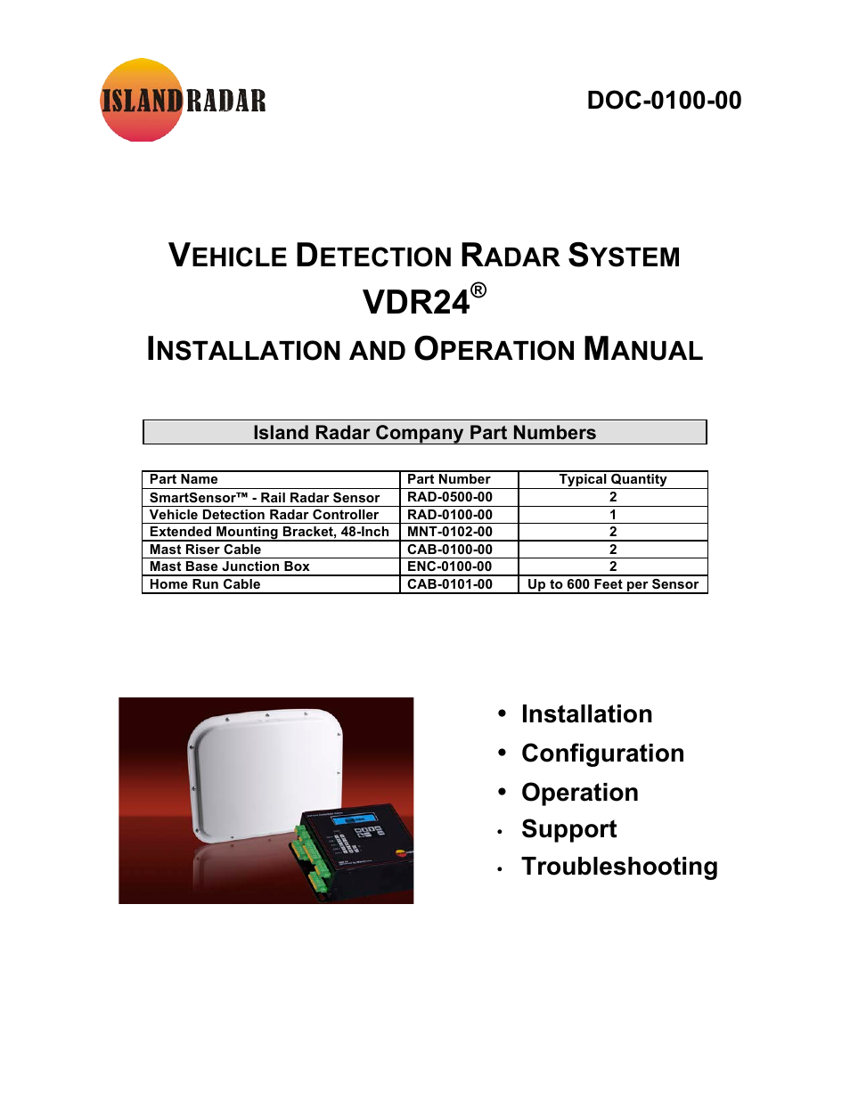 Wavetronix VDR24 Radar User Manual | 78 pages