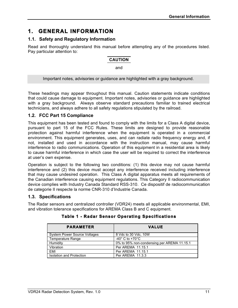 G geen neer ra all iin nffo or rm ma attiio on n | Wavetronix VDR24 Radar User Manual | Page 11 / 78