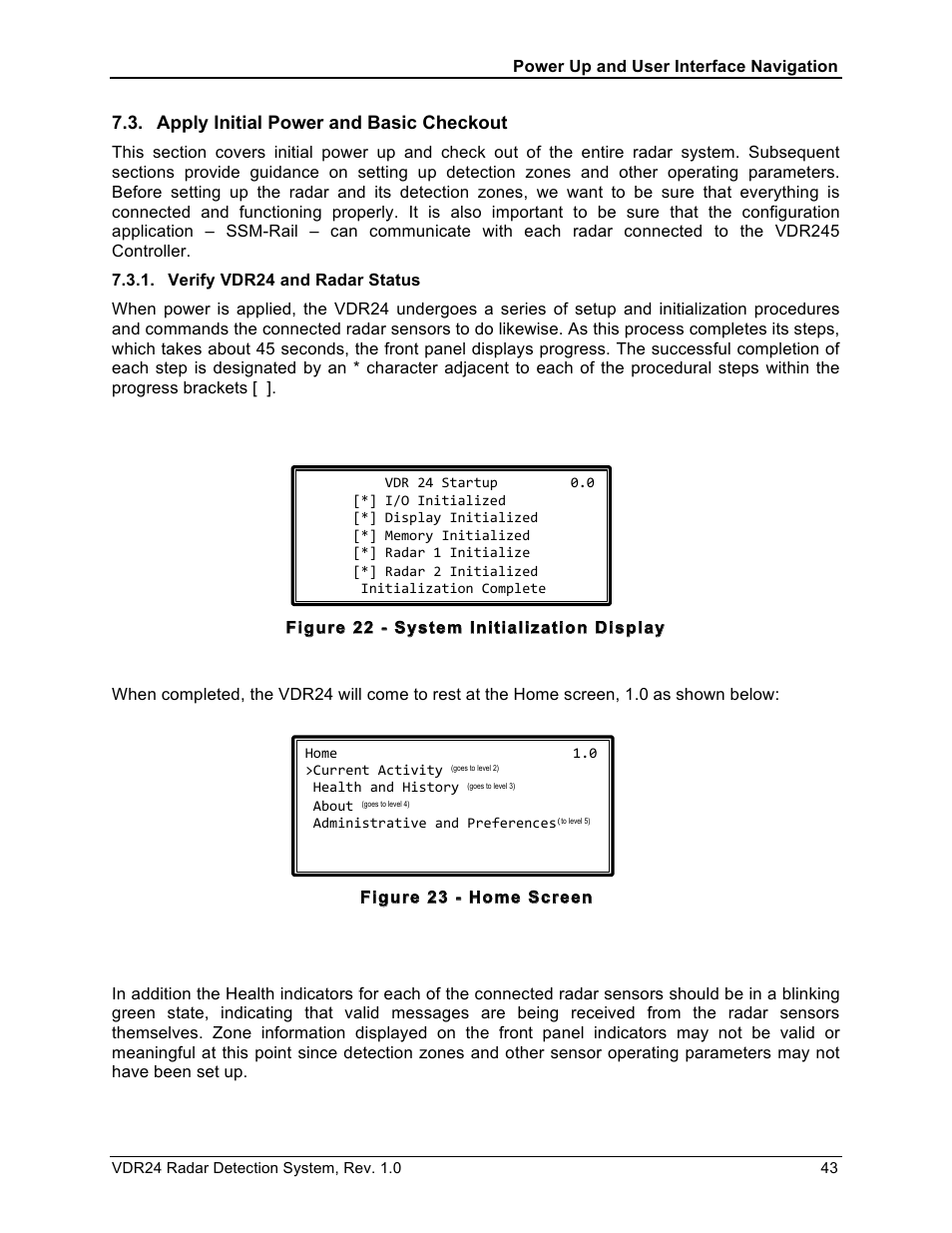 Apply initial power and basic checkout | Wavetronix VDR24 Radar User Manual | Page 43 / 78