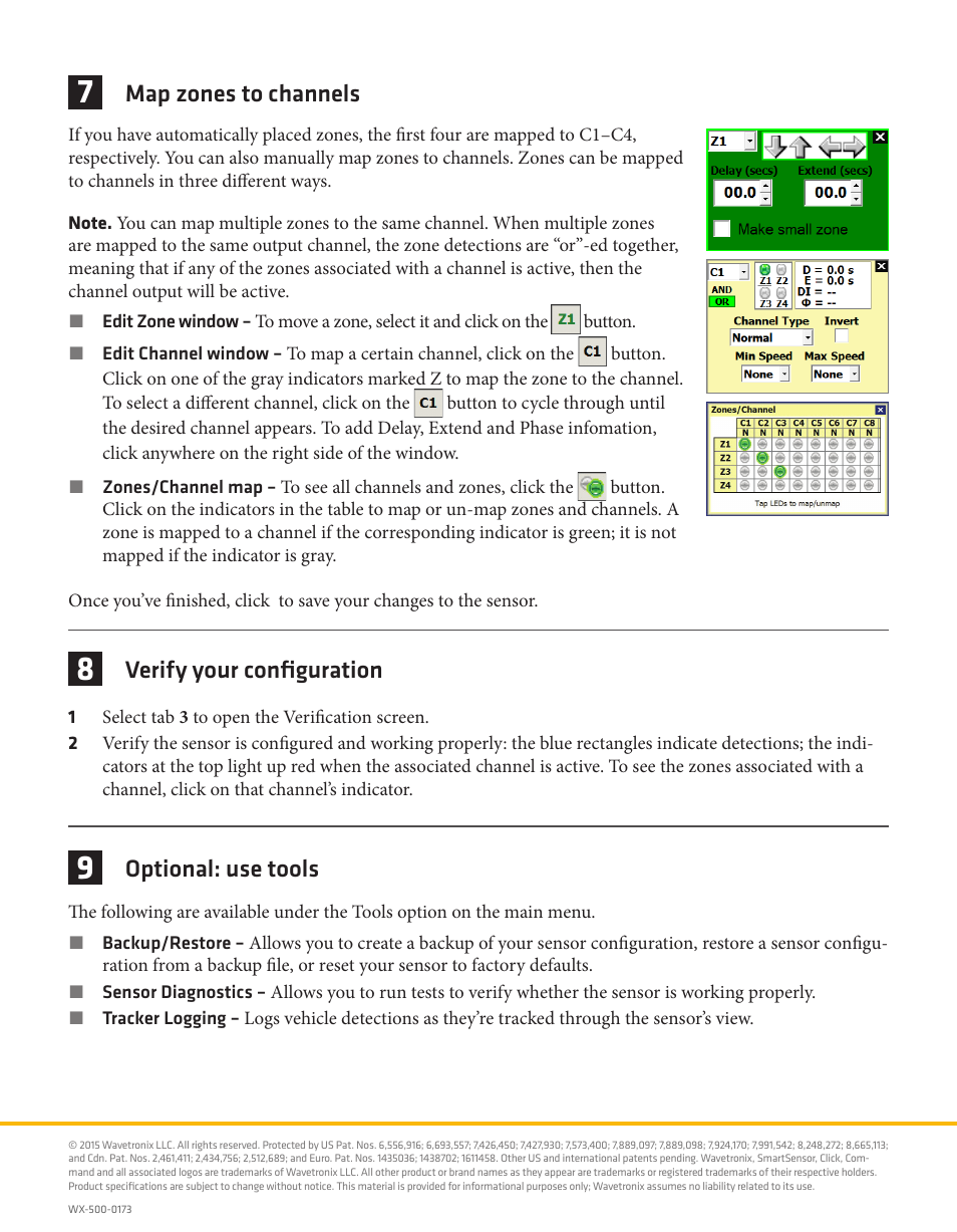 Map zones to channels, Verify your configuration, Optional: use tools | Wavetronix SmartSensor Matrix (SS-225) - Quick-reference Guide (User) User Manual | Page 4 / 4