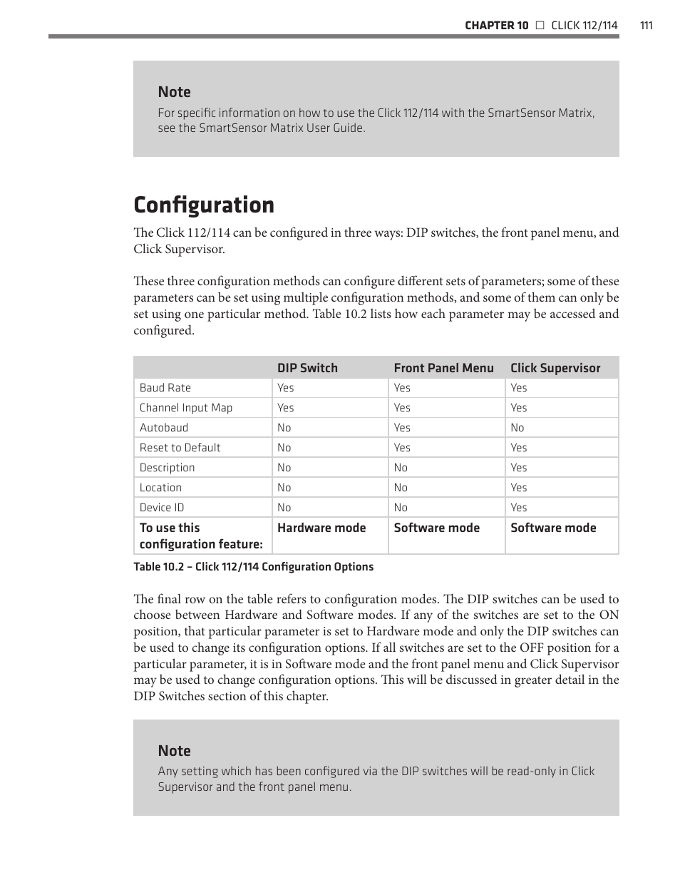 Configuration | Wavetronix Click 400 (900 MHz radio) (CLK-400) - User Guide User Manual | Page 112 / 260