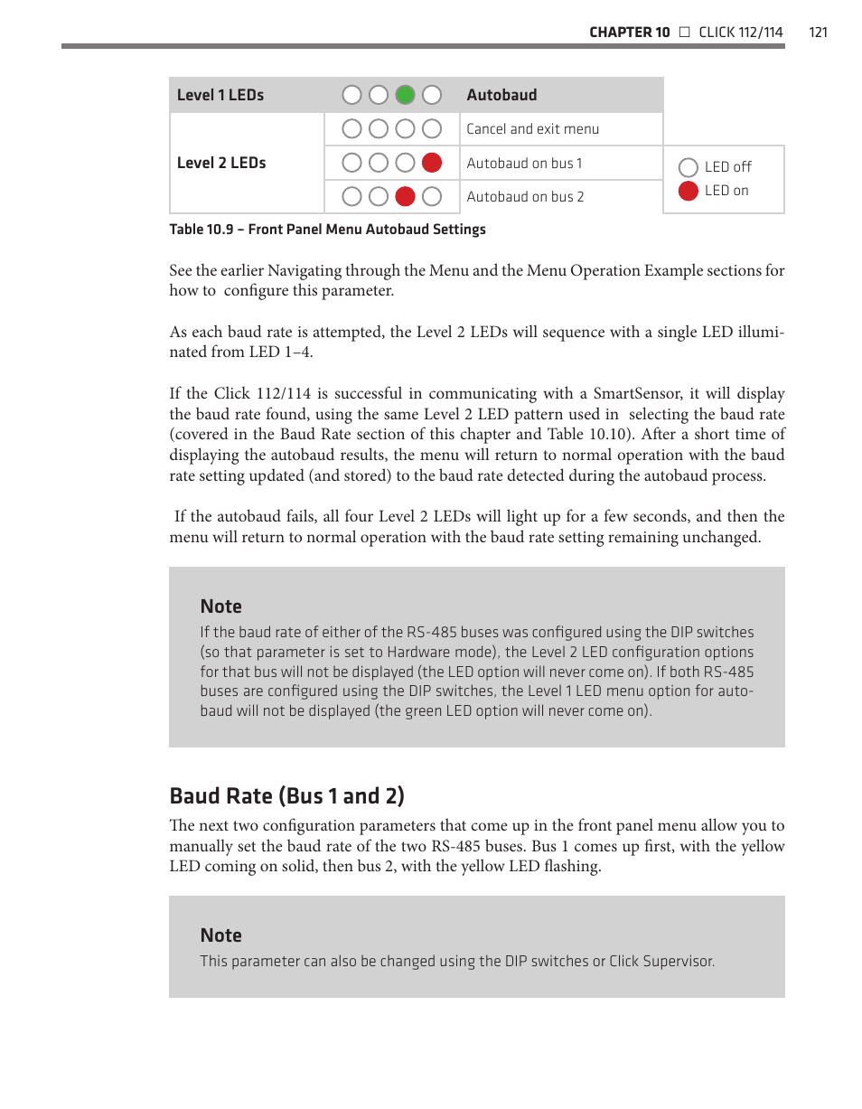 Baud rate (bus 1 and 2) | Wavetronix Click 400 (900 MHz radio) (CLK-400) - User Guide User Manual | Page 122 / 260