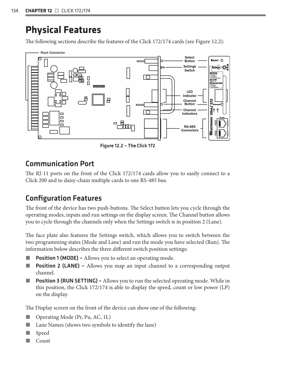Physical features, Communication port, Configuration features | Wavetronix Click 400 (900 MHz radio) (CLK-400) - User Guide User Manual | Page 135 / 260