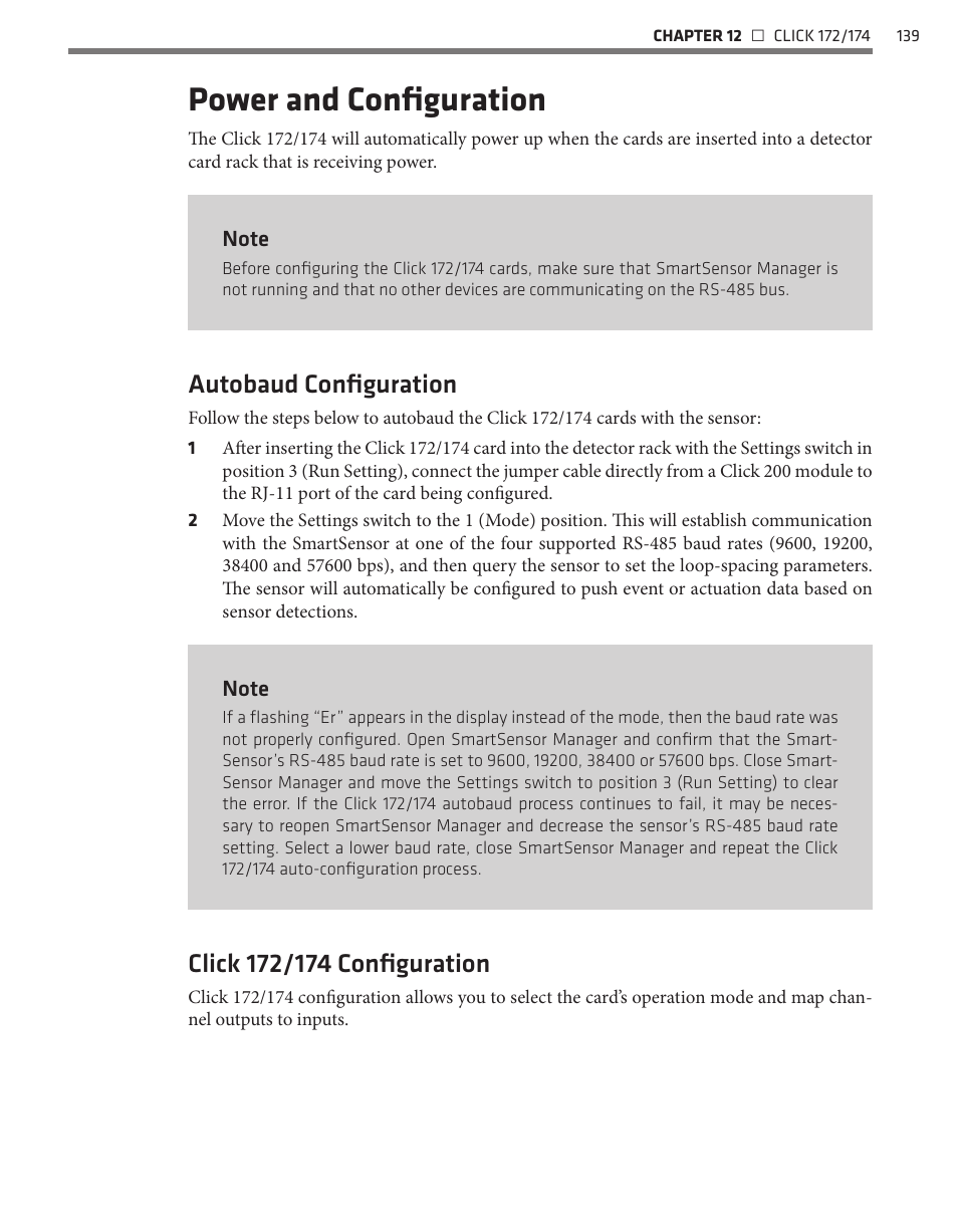 Power and configuration, Autobaud configuration | Wavetronix Click 400 (900 MHz radio) (CLK-400) - User Guide User Manual | Page 140 / 260