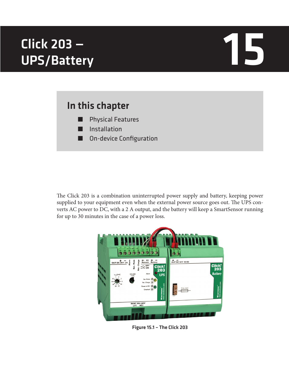 Click 203 — ups/battery | Wavetronix Click 400 (900 MHz radio) (CLK-400) - User Guide User Manual | Page 156 / 260
