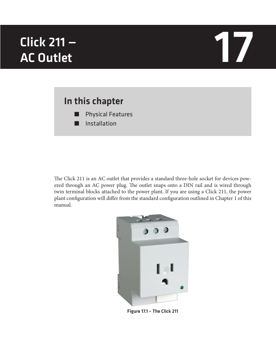Click 211 — ac outlet | Wavetronix Click 400 (900 MHz radio) (CLK-400) - User Guide User Manual | Page 164 / 260