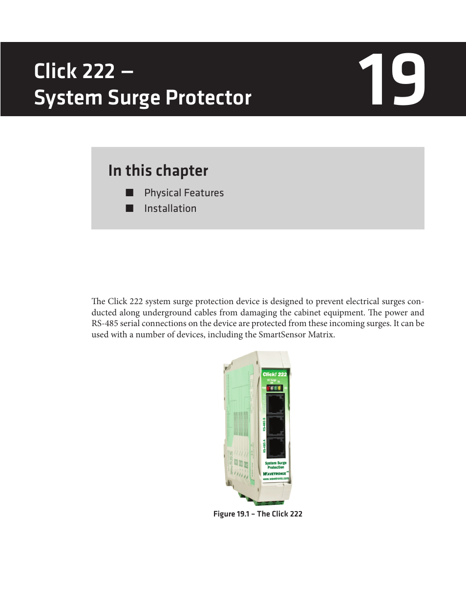 Click 222 — system surge protector | Wavetronix Click 400 (900 MHz radio) (CLK-400) - User Guide User Manual | Page 170 / 260