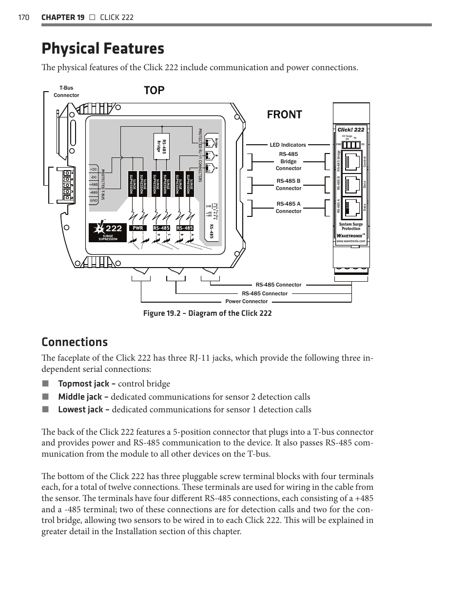 Physical features, Connections | Wavetronix Click 400 (900 MHz radio) (CLK-400) - User Guide User Manual | Page 171 / 260