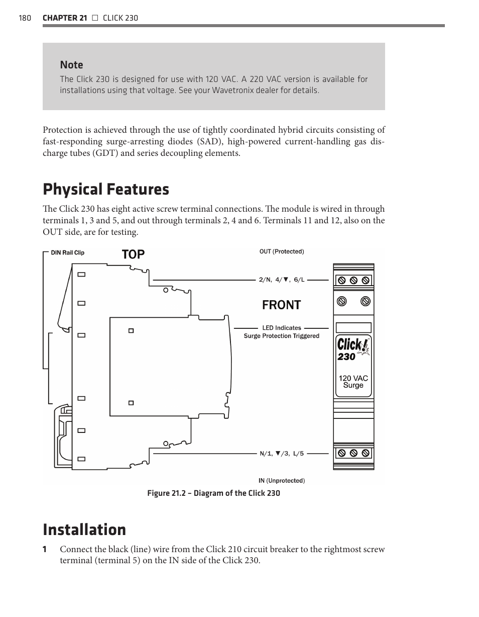 Physical features, Installation | Wavetronix Click 400 (900 MHz radio) (CLK-400) - User Guide User Manual | Page 181 / 260