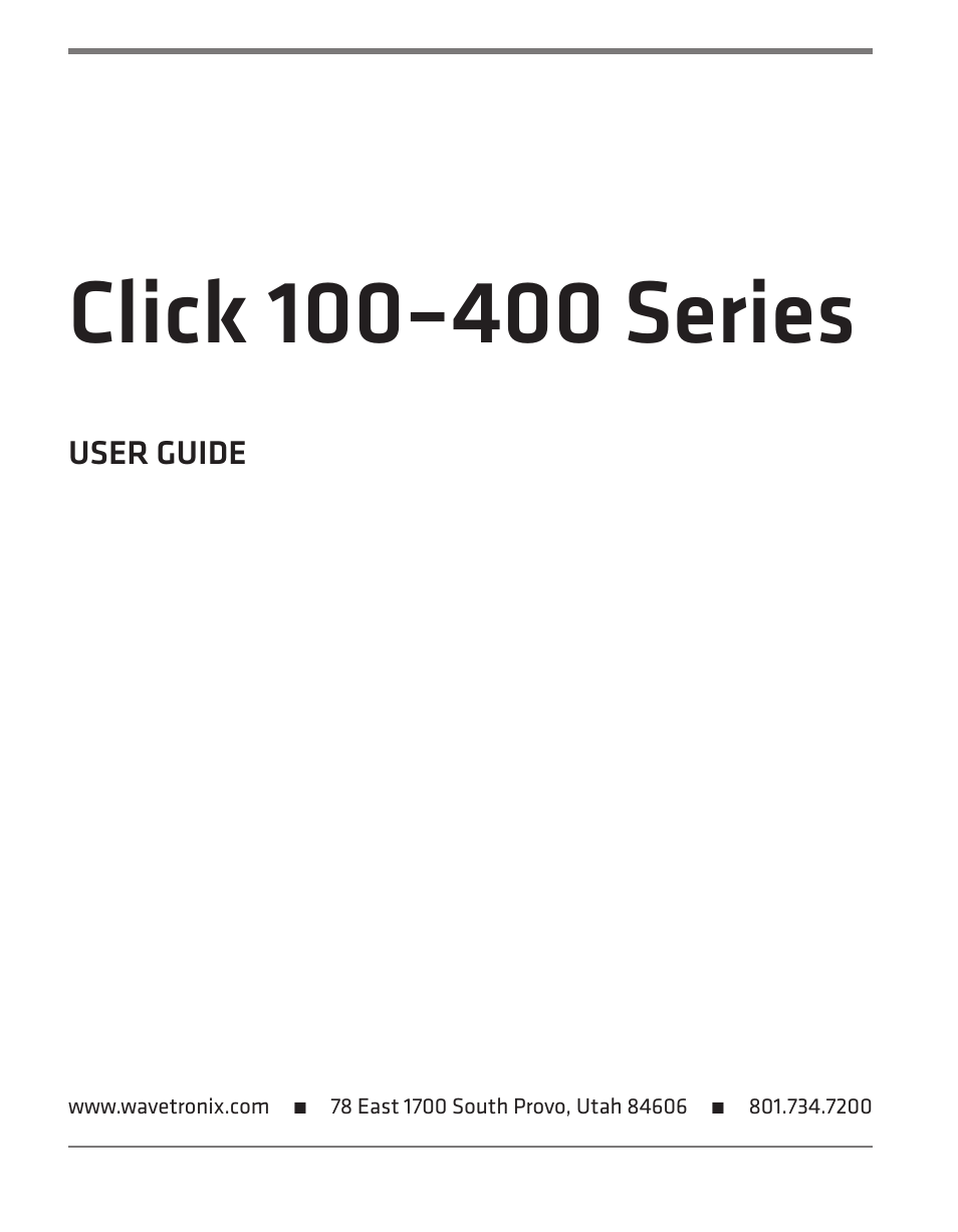 Wavetronix Click 400 (900 MHz radio) (CLK-400) - User Guide User Manual | Page 2 / 260