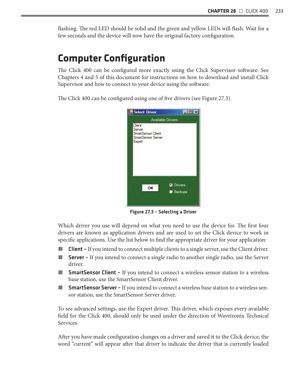 Computer configuration | Wavetronix Click 400 (900 MHz radio) (CLK-400) - User Guide User Manual | Page 234 / 260