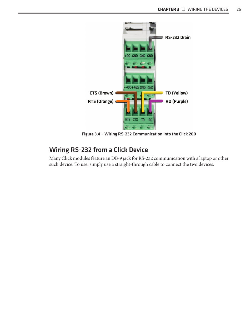Wiring rs-232 from a click device | Wavetronix Click 400 (900 MHz radio) (CLK-400) - User Guide User Manual | Page 26 / 260