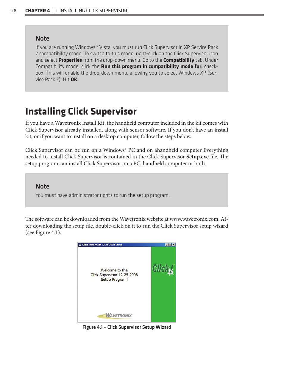 Installing click supervisor | Wavetronix Click 400 (900 MHz radio) (CLK-400) - User Guide User Manual | Page 29 / 260