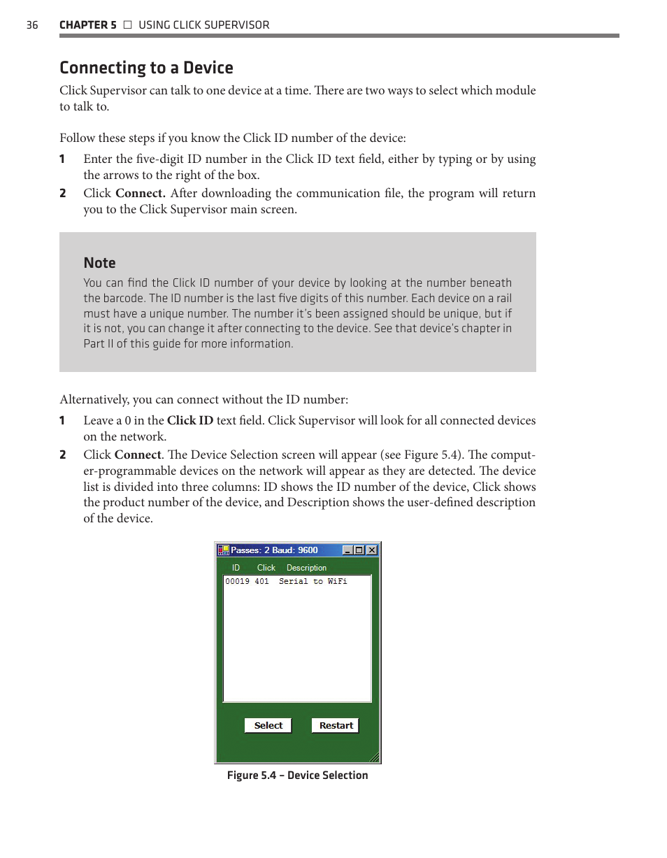 Connecting to a device | Wavetronix Click 400 (900 MHz radio) (CLK-400) - User Guide User Manual | Page 37 / 260