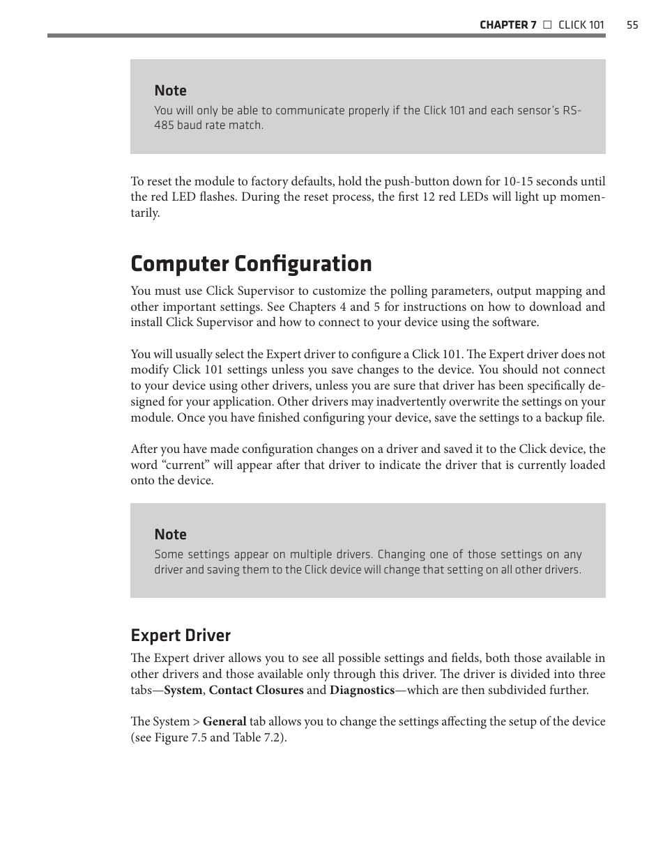 Computer configuration, Expert driver | Wavetronix Click 400 (900 MHz radio) (CLK-400) - User Guide User Manual | Page 56 / 260