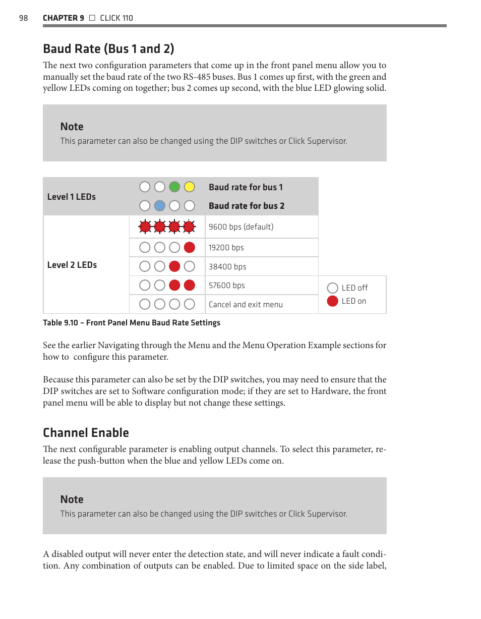 Baud rate (bus 1 and 2), Channel enable | Wavetronix Click 400 (900 MHz radio) (CLK-400) - User Guide User Manual | Page 99 / 260