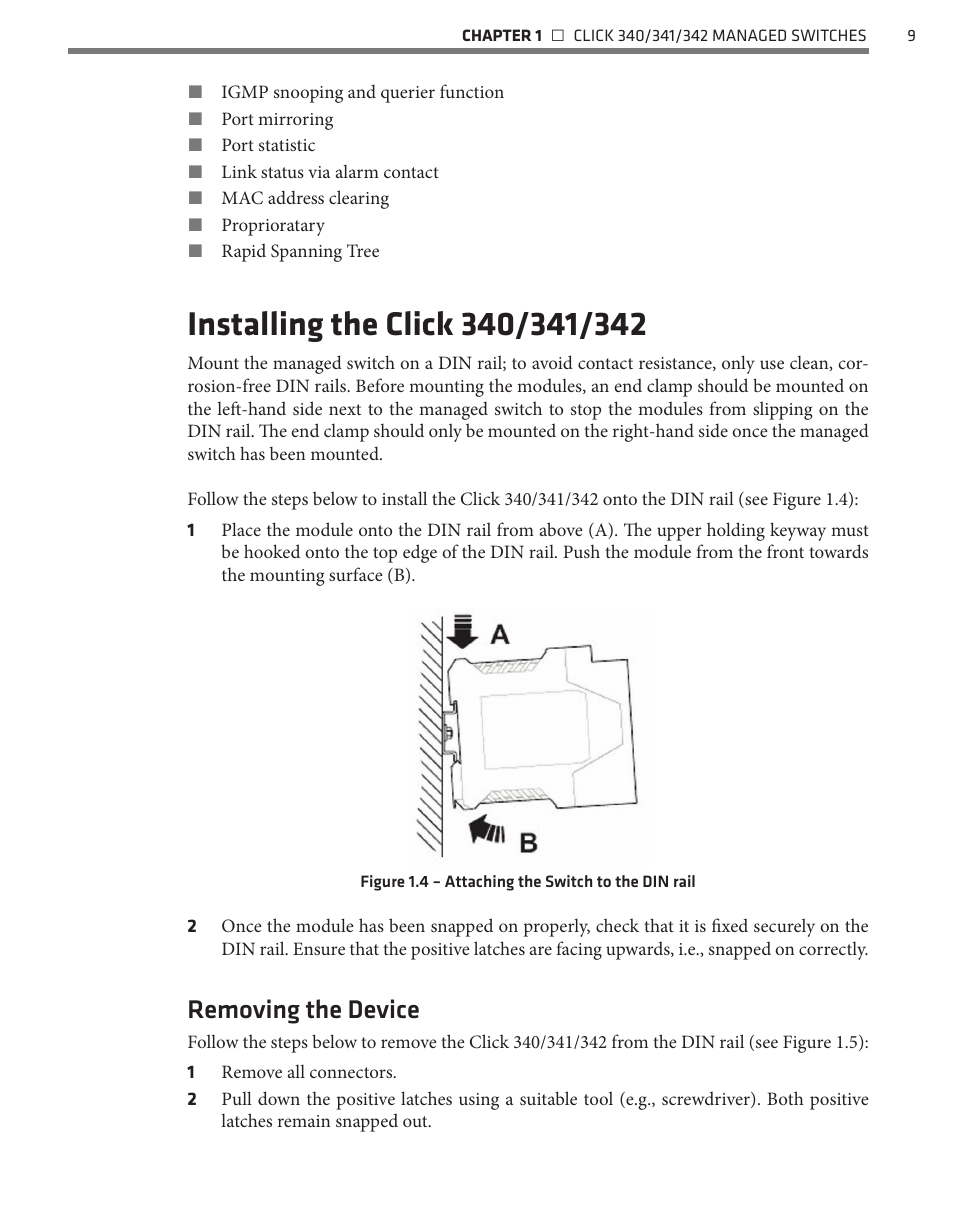 Removing the device | Wavetronix Click 342 (lean managed ethernet switch) (CLK-342) - Managed Switches User Guide User Manual | Page 10 / 76