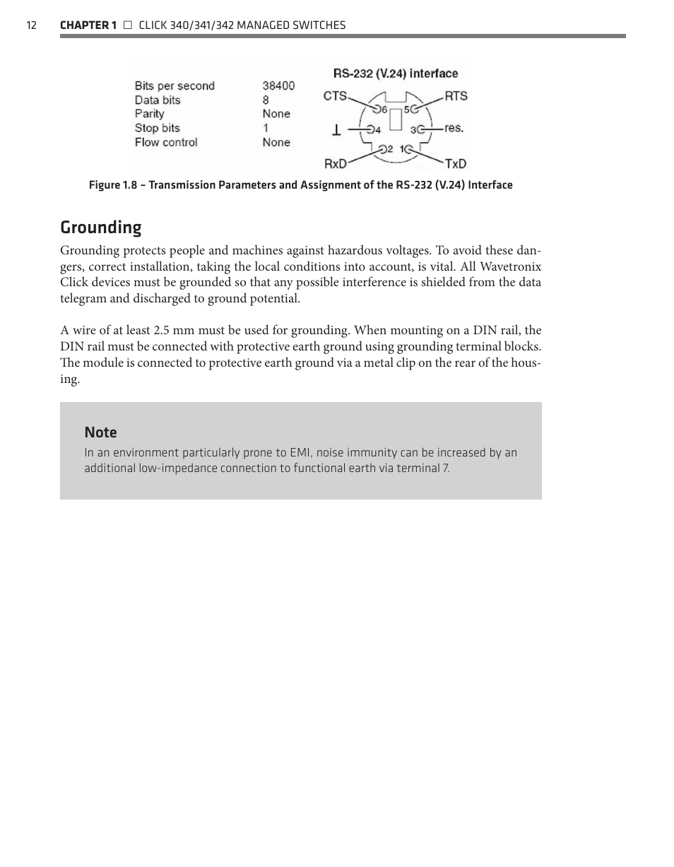 Grounding | Wavetronix Click 342 (lean managed ethernet switch) (CLK-342) - Managed Switches User Guide User Manual | Page 13 / 76