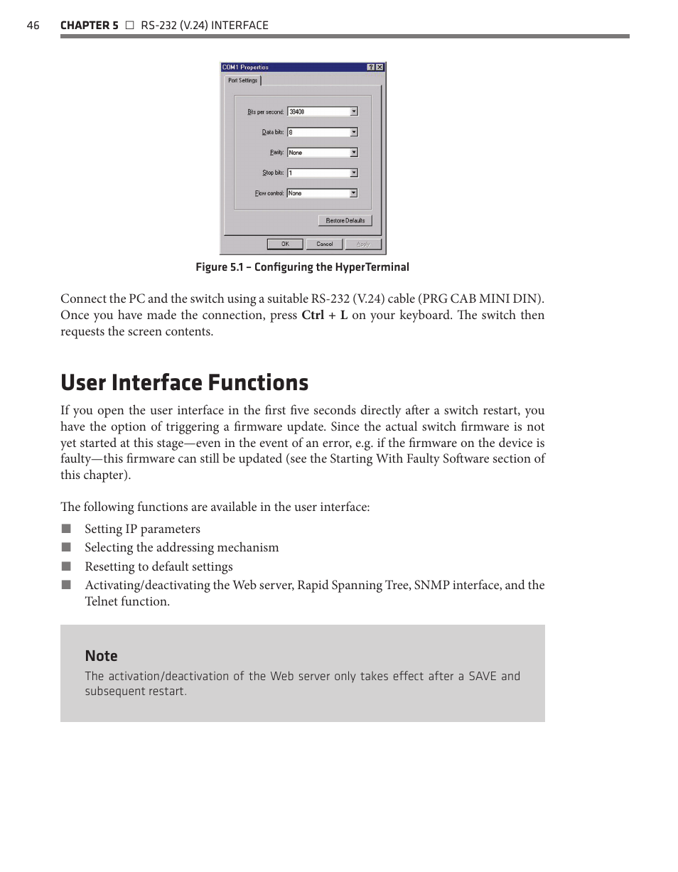 User interface functions | Wavetronix Click 342 (lean managed ethernet switch) (CLK-342) - Managed Switches User Guide User Manual | Page 47 / 76