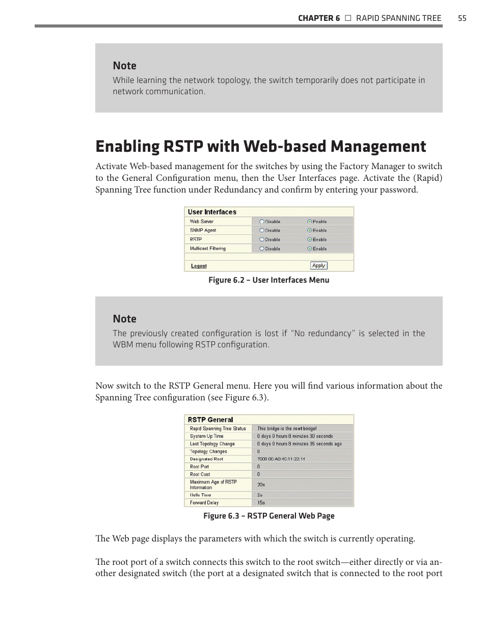Enabling rstp with web-based management | Wavetronix Click 342 (lean managed ethernet switch) (CLK-342) - Managed Switches User Guide User Manual | Page 56 / 76