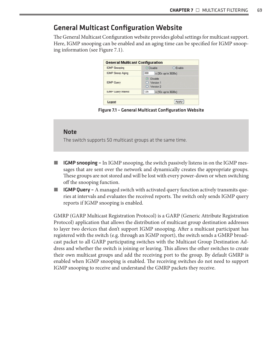 General multicast configuration website | Wavetronix Click 342 (lean managed ethernet switch) (CLK-342) - Managed Switches User Guide User Manual | Page 70 / 76