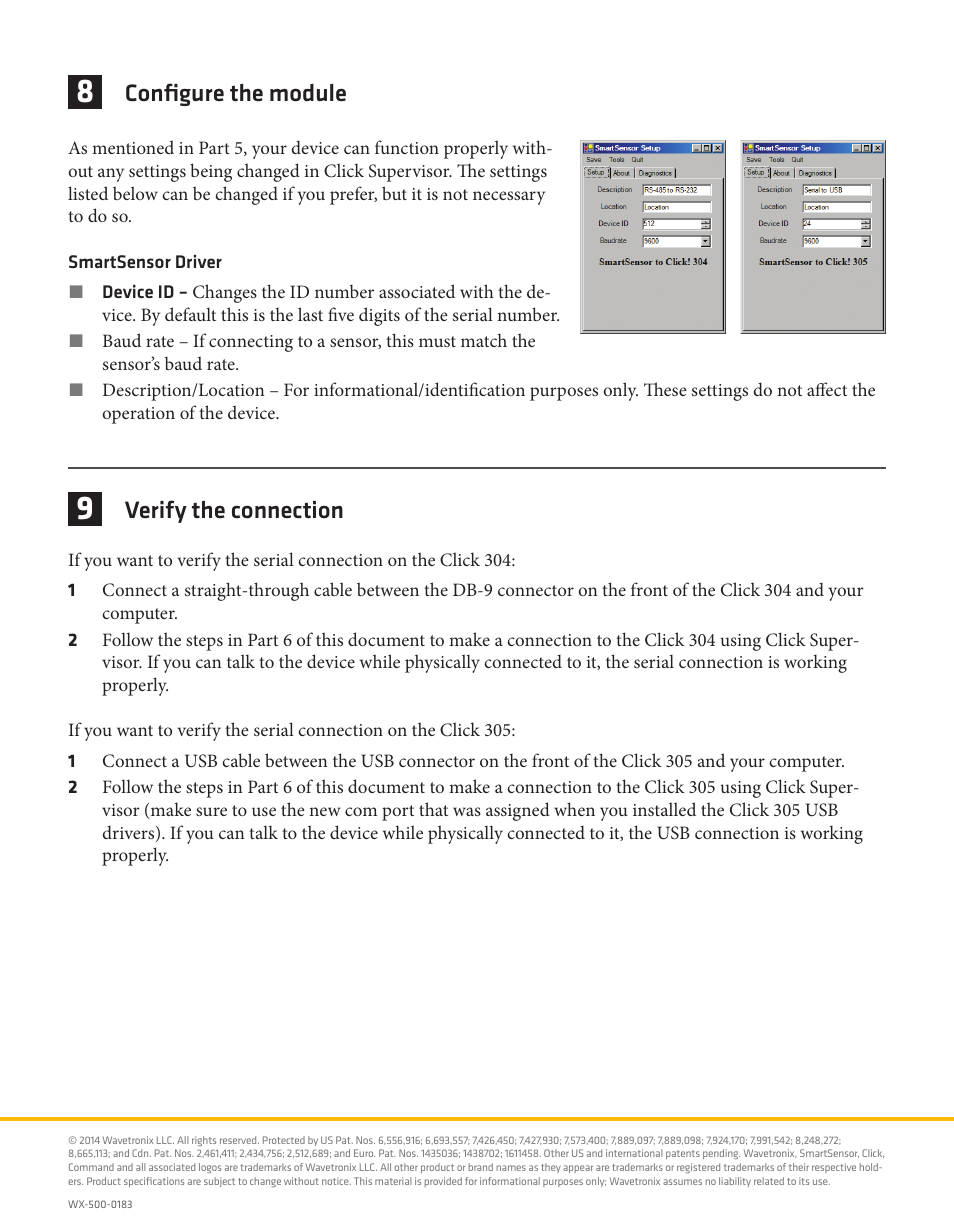 Configure the module, Verify the connection | Wavetronix Click 304 (RS-232 to RS-485 converter) (CLK-304) - Quick-reference Guide User Manual | Page 4 / 4